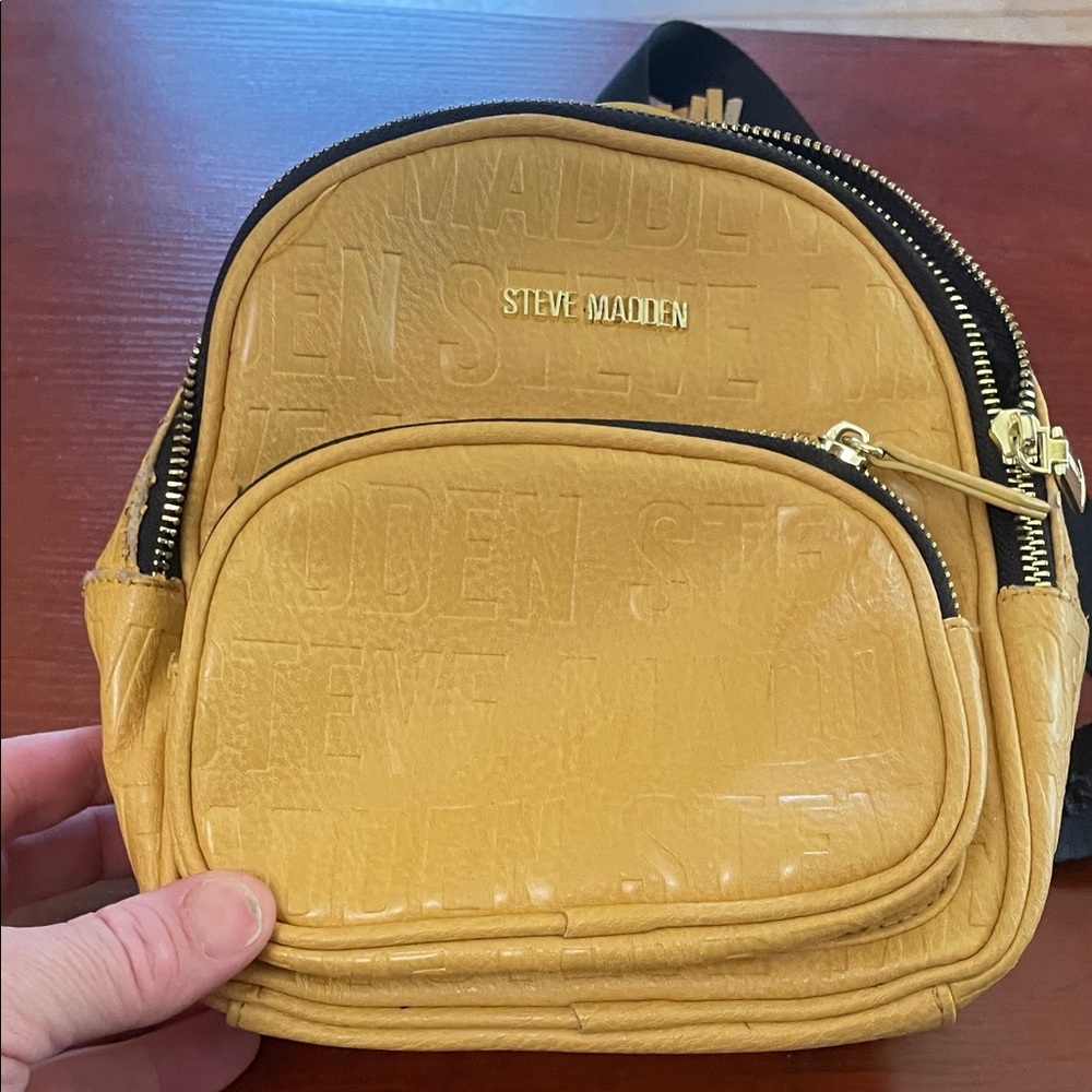 Steve Madden Yellow Embossed Backpack